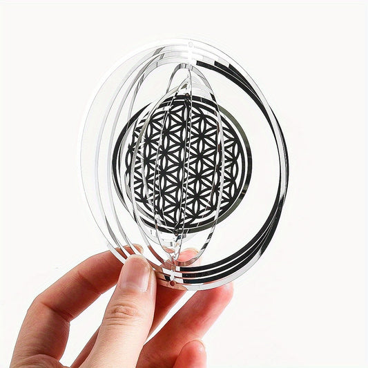 Metal Flower Life Wind Spinner Hanging Chakra Meditation Garden Decor