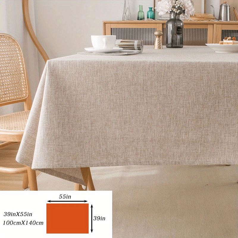 Waterproof Beige Rectangle Tablecloth for Party Home Decor