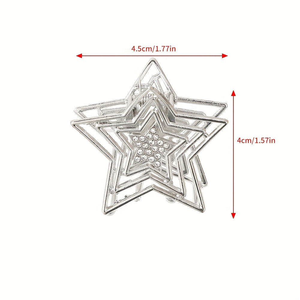 Hollow Star Metal Hair Claw Y2K Shark Claw Ponytail Holder