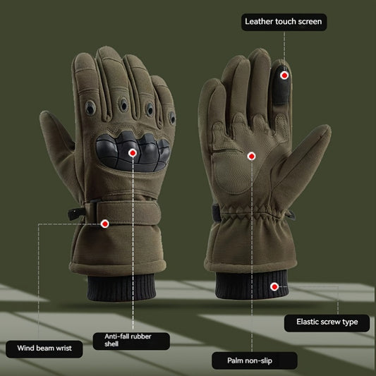 Men's Winter Velvet Windproof Touch Screen Gloves