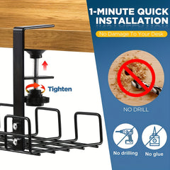 Desktop Cable Organizer Tray - Wire Management Rack