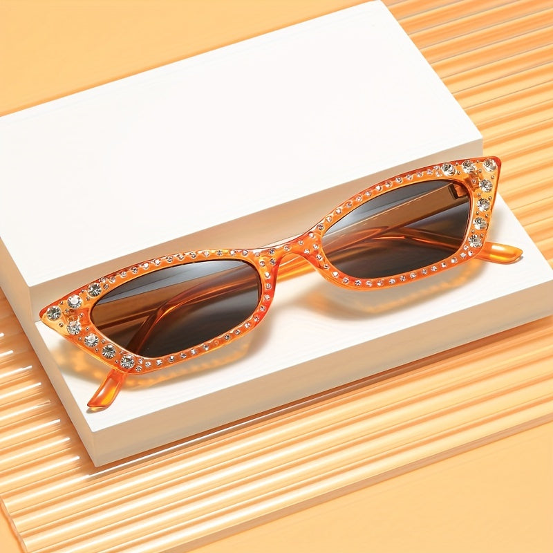 Y2K Rhinestone Cat Eye Sunglasses UV400 Sun Shades Vacation