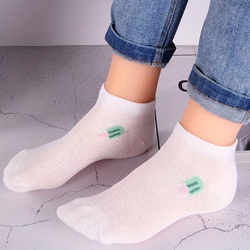 5 Pairs Cartoon Print Low Cut Ankle Socks Women Stockings