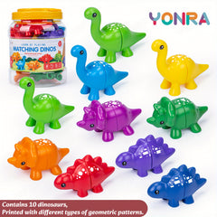 Dinosaur Pairing Toy Alphabet Number Pattern with Storage Bucket
