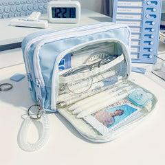 Large Capacity Pencil Case with Front Window, Stationery Box for Students