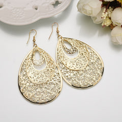 Vintage Hollow Out Teardrop Dangle Drop Earrings For Women