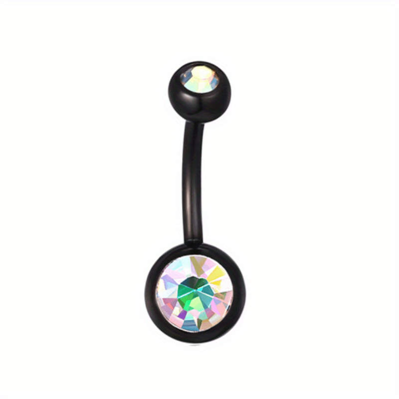 14GA Titanium Steel Double CZ Barbell Belly Button Ring