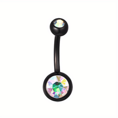 14GA Titanium Steel Double CZ Barbell Belly Button Ring