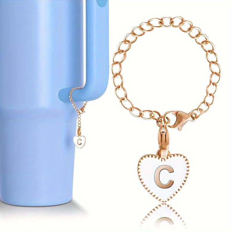 1pc ID Initial Letter Charm Bottle Handle Pendant Cup Accessories