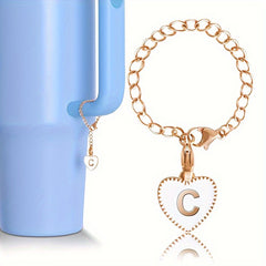 1pc ID Initial Letter Charm Bottle Handle Pendant Cup Accessories