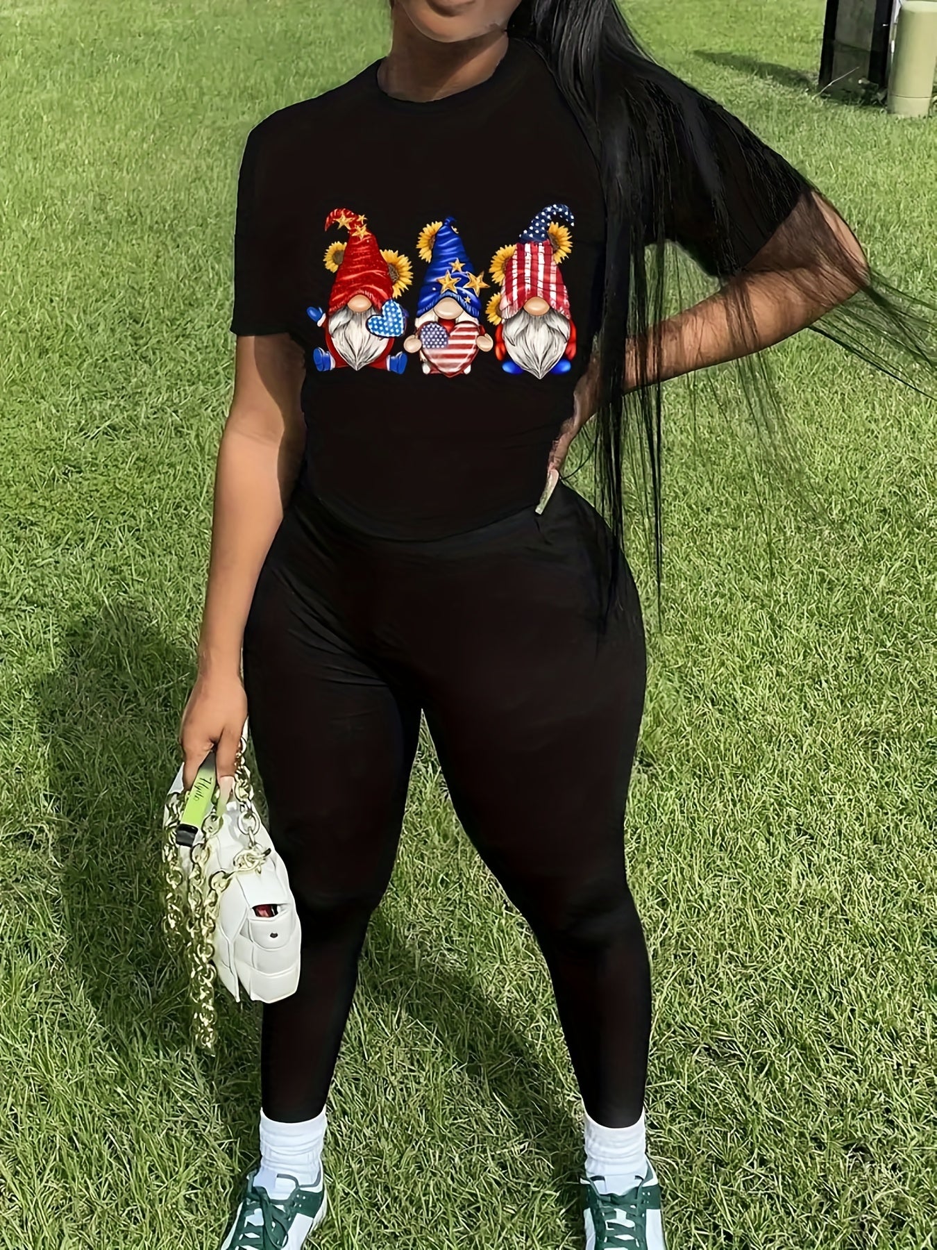  Cat & Slogan Print Tee & Leggings Set