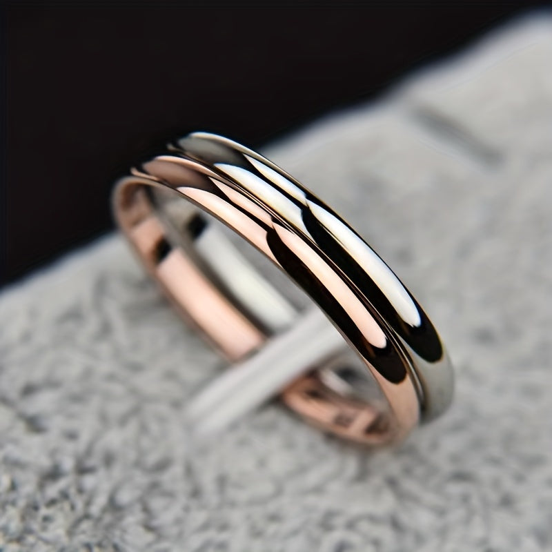 2 Stylish 2mm Stainless Steel Rings for Men and Women