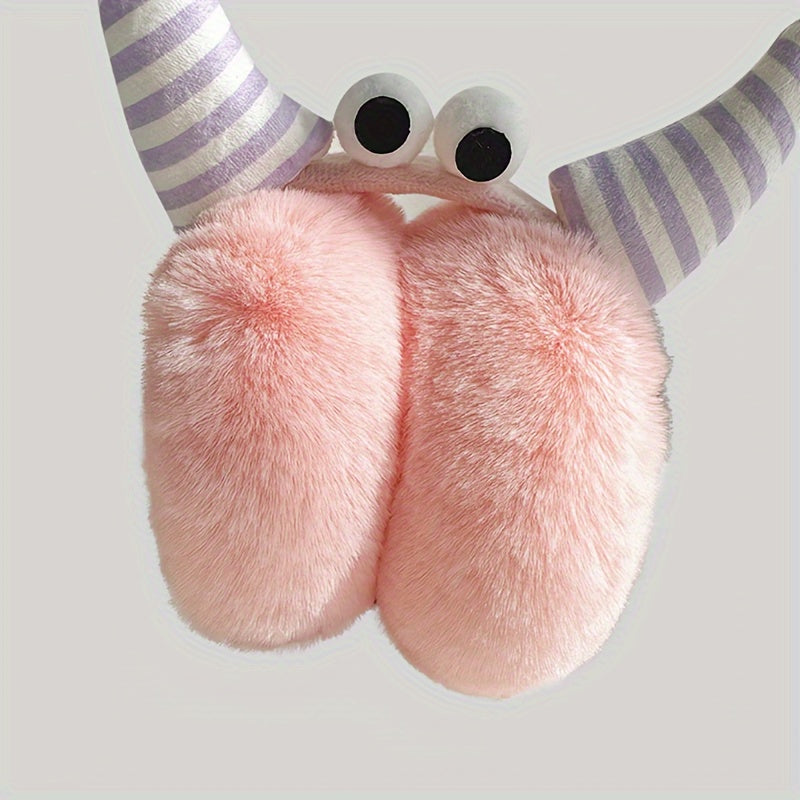 Cute Plush Earmuffs for Winter Cycling, Windproof and Warm