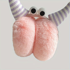Cute Plush Earmuffs for Winter Cycling, Windproof and Warm