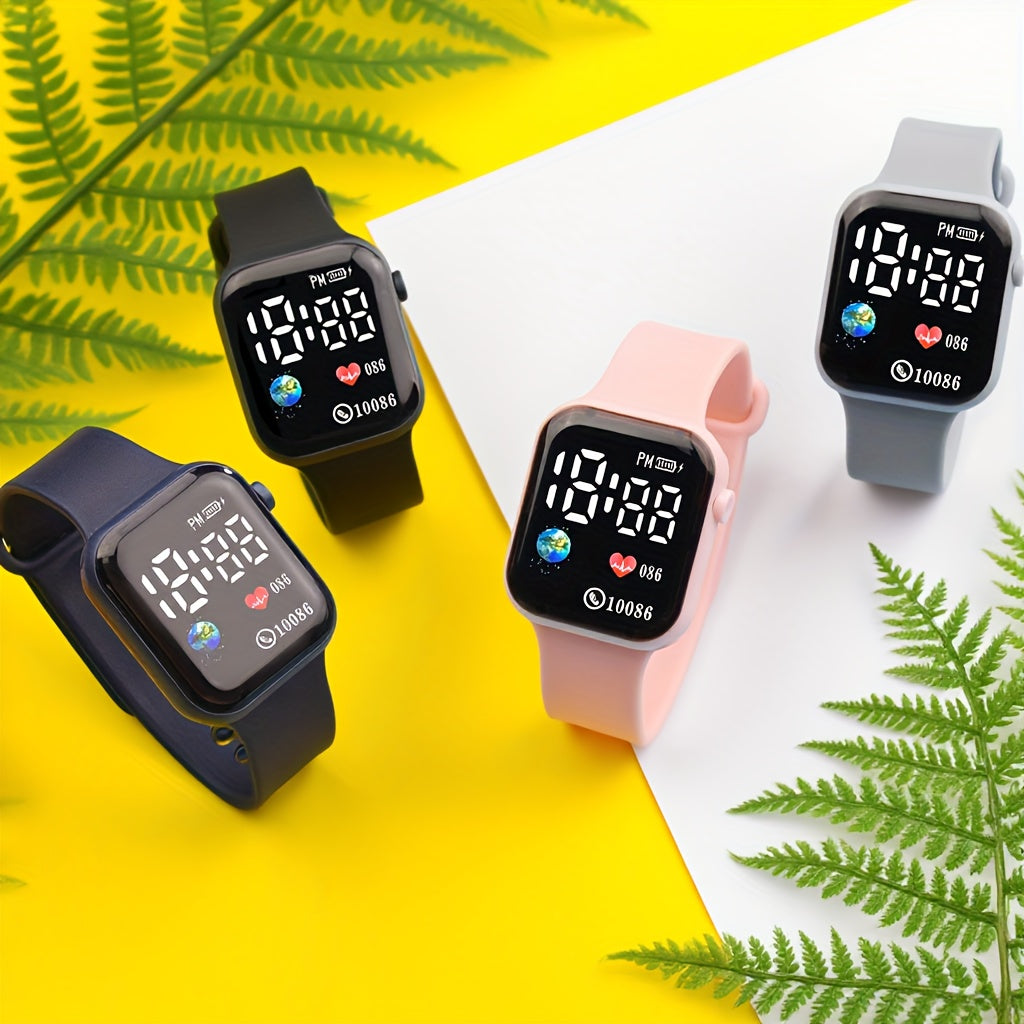 3pcs Multifunctional Clear Sports Electronic Watch for Teens and Students