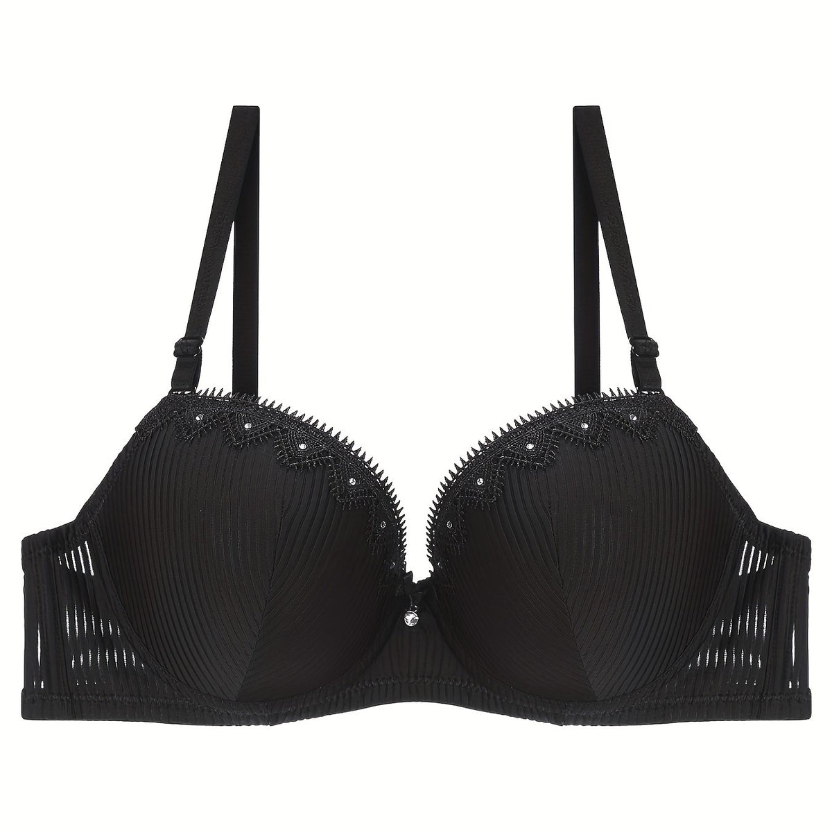 Contrast Lace Push Up Bra Bow Tie Lingerie