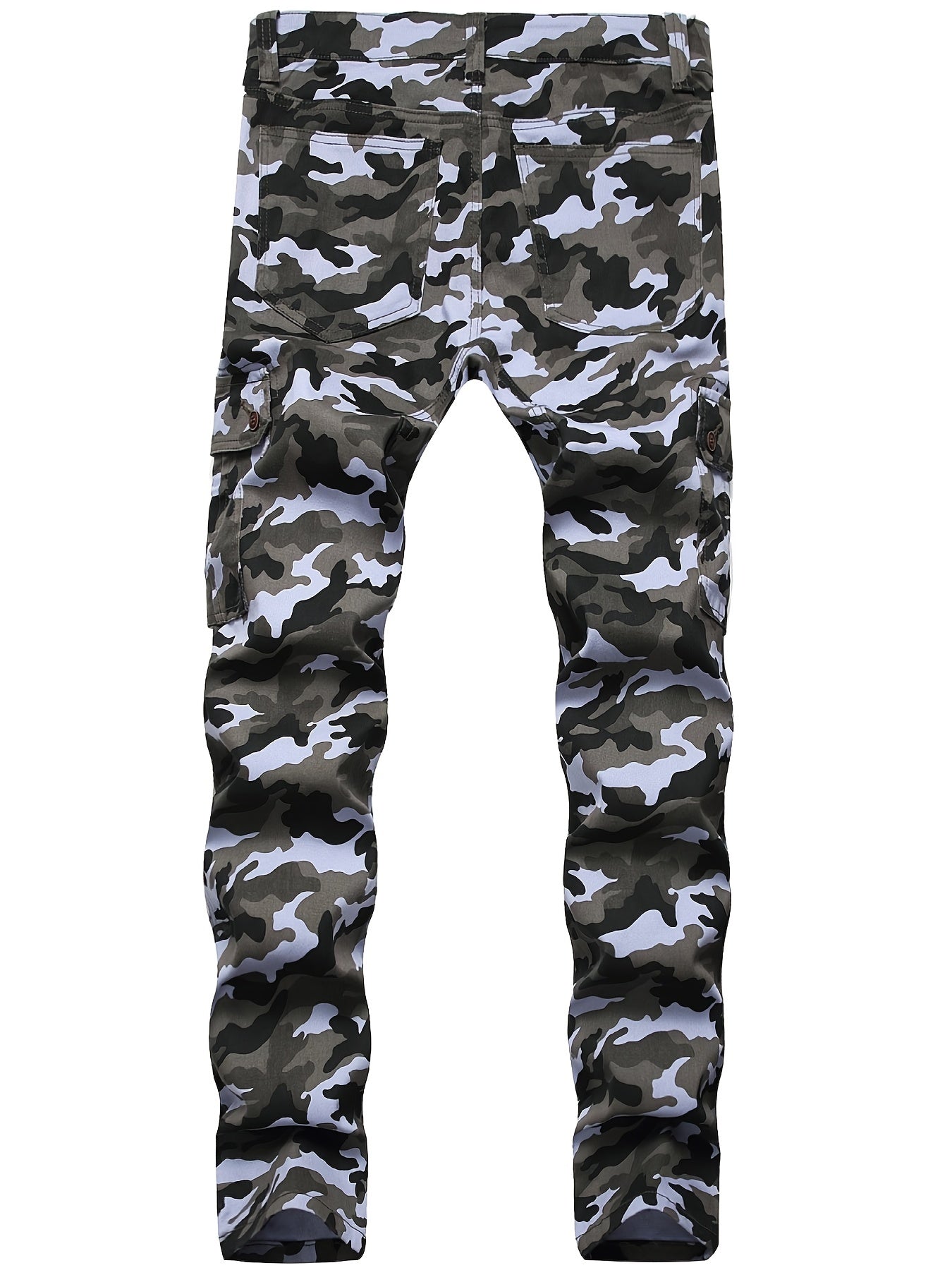 Camouflage Pattern Pocket Jeans Men s Casual Stretch Street Style Denim