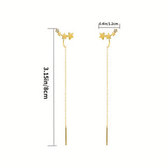 Long Chain Tassel Star Earrings Copper Zircon Jewelry Gift