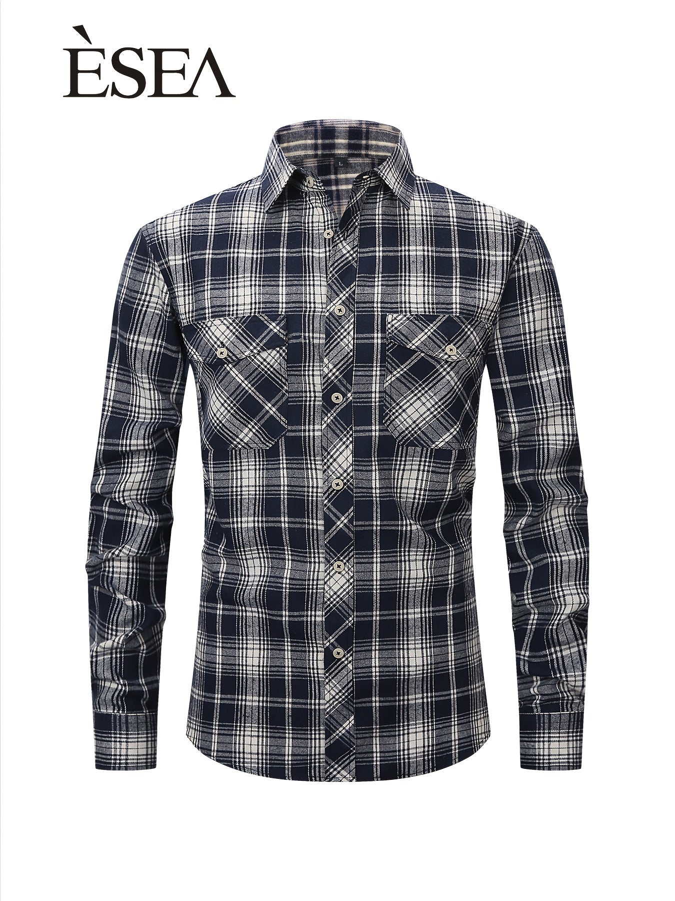 Men's Double Pocket Brushed Check Flannel Shirt