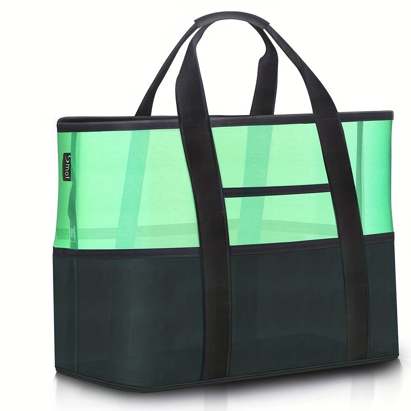 Large Beach Tote Bag Colorblock Storage Toiletry Shoulder Bag