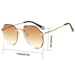 Large Rimless Sunglasses Gradient UV400 Sun Shades for Driving