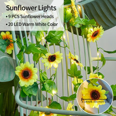 20 LED Sunflower String Lights 6 6FT Garland Flower Fairy Lights Bedroom Wedding