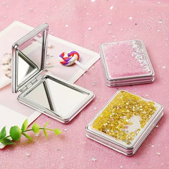 Double-Sided Sparkly Glitter Quicksand Makeup Mirror