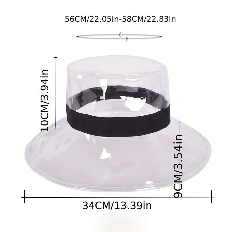 Transparent PVC Bucket Hat Wide Brim Waterproof Rain Sun Hat