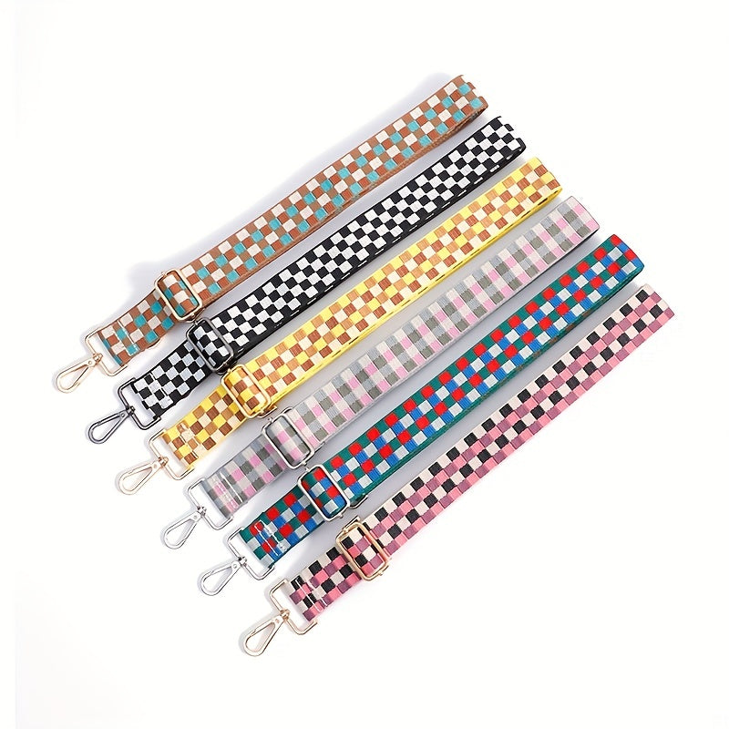 Colorful Check Adjustable Purse Strap Removable Wide Durable Nylon Handbag Belt
