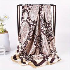 Boho Paisley Print Bandana Vintage Silk Square Scarf Casual Satin Shawl