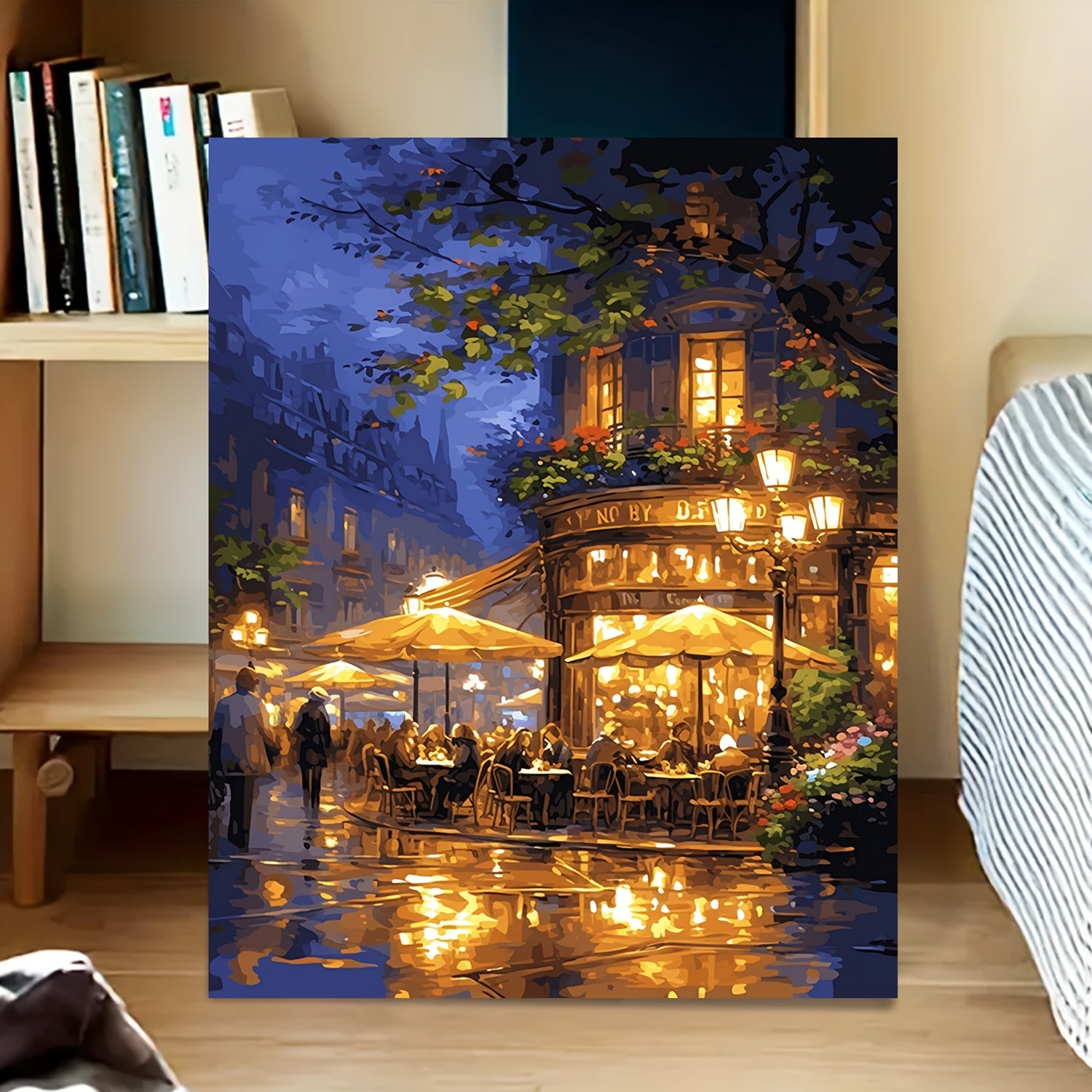 Street Cafe Scene DIY Paint by Numbers Kit 40x50 Canvas Frameless Art
