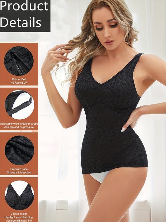 Jacquard Corset Bustier Top Tummy Control V Neck Vest Body Shaper