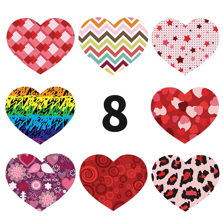 500pcs Heart Shaped Leopard Print Stickers - Self Adhesive Seals