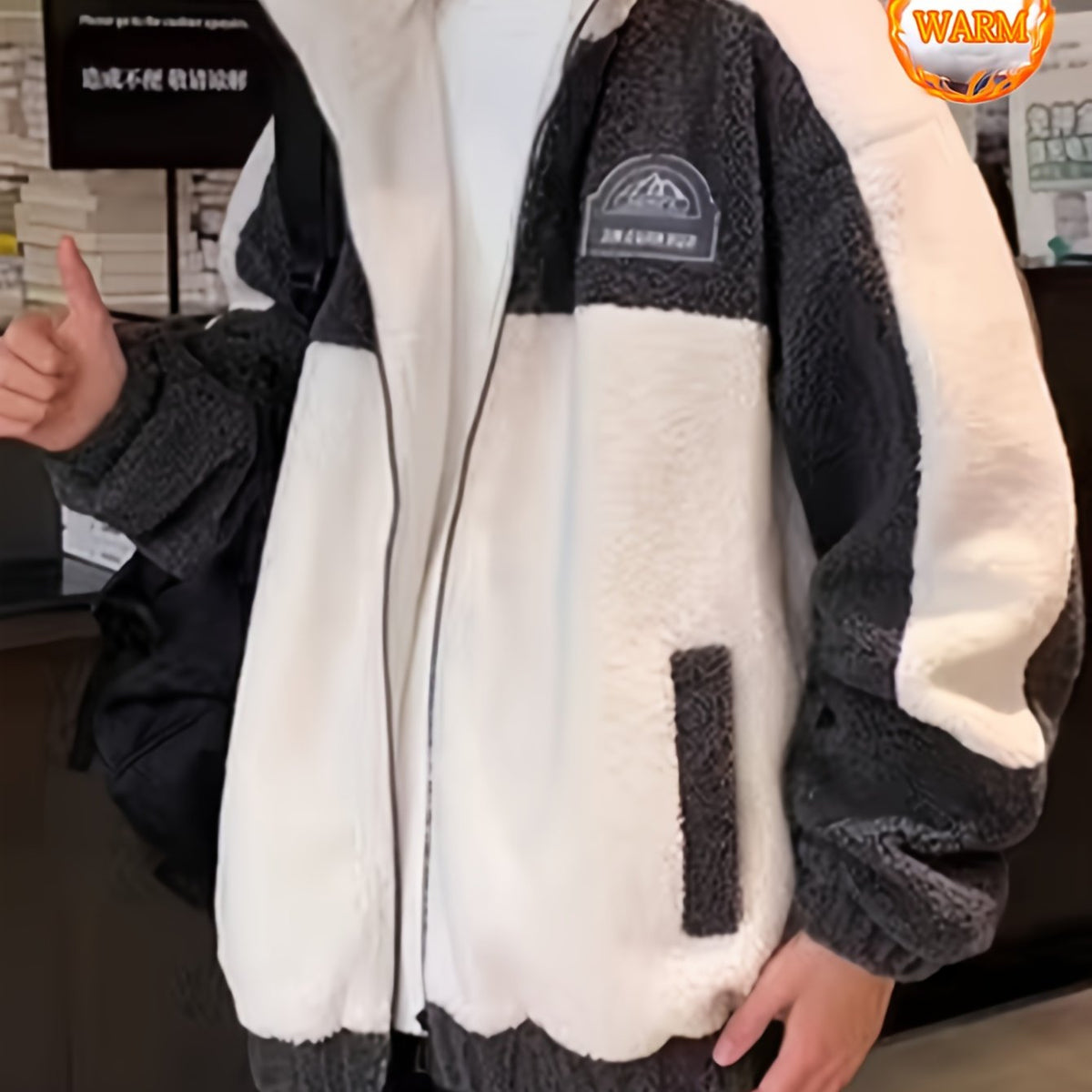 Men's Sherpa Thick Windproof Warm Thermal Jacket for Winter
