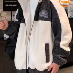Men's Sherpa Thick Windproof Warm Thermal Jacket for Winter