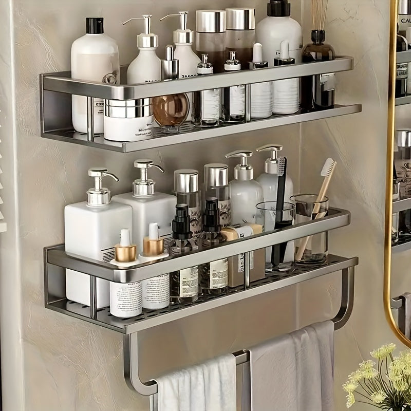 Wall Mounted Bathroom Storage Shelf with Makeup Rack Shampoo Holder