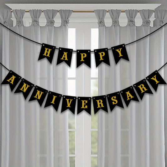 Anniversary Banner Monogram Fishtail Colorful Flag Pull Flower Party Supplies