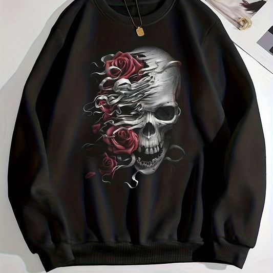 Skull Print Pullover Sweatshirt for Women