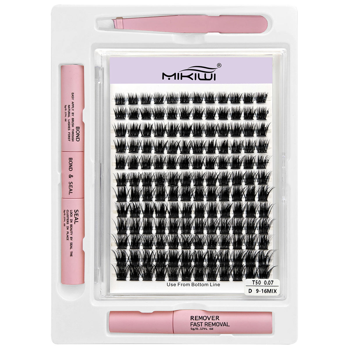 DIY Lash Clusters Kit with Remover 2-in-1 Applicator Faux Mink D Curling