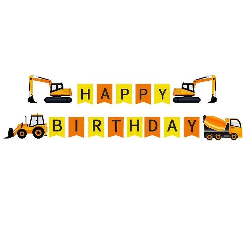 Excavator Birthday Balloon & Banner Set
