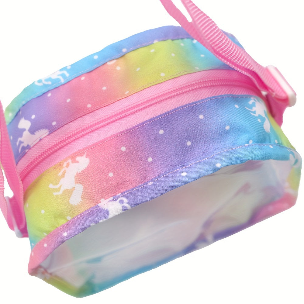 Unicorn Themed Doll Backpack for 12-15 Inch Dolls with Multiple Compartments