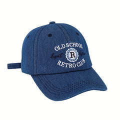 Vintage Letter Embroidery Washed Denim Snapback Hat Baseball Cap