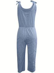 Solid Scoop Neck Jumpsuit Sleeveless Wide Leg