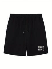 Men's Letter Print Drawstring Shorts Breathable Moisture Wicking