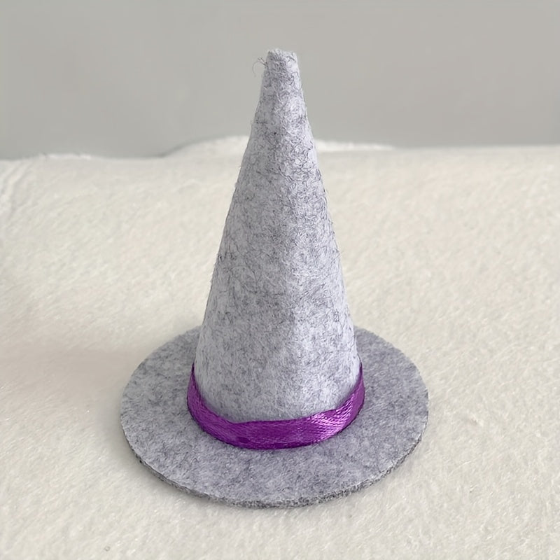 10pcs Mini Felt Witch Hat with Ribbon Halloween Cosplay Accessories
