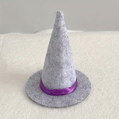 10pcs Mini Felt Witch Hat with Ribbon Halloween Cosplay Accessories