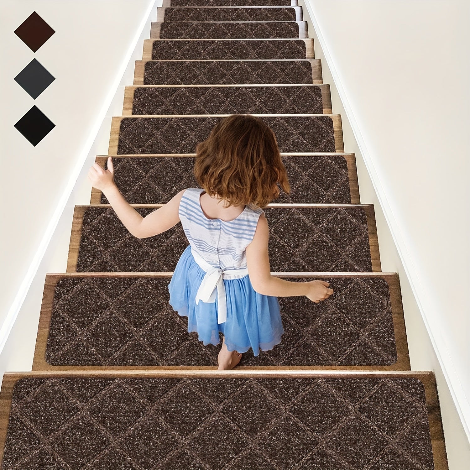 7pcs Non Slip Stair Treads Carpet Rugs Anti Moving Indoor Safety 20 X 76