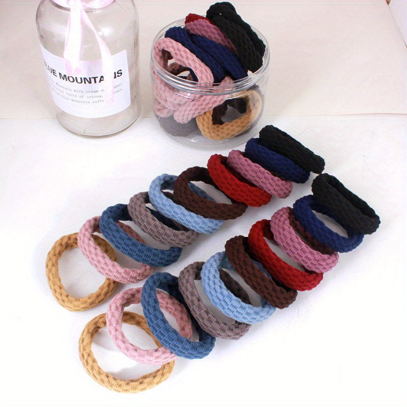 20pcs Elastic Hair Tie Mixed Hair Rope Seamless Hair Ring Ponytail Holder