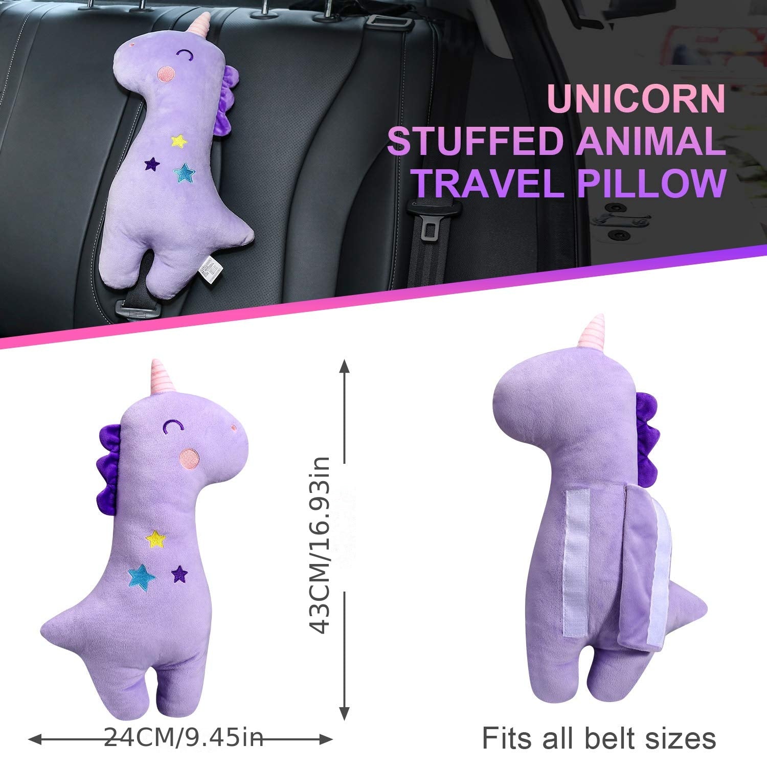 Unicorn Car Seat Belt Pillow for Comfort & Safety