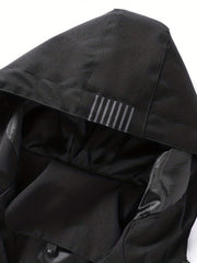 Men's Block Hooded Jacket Zip Up Windbreaker for Outdoor